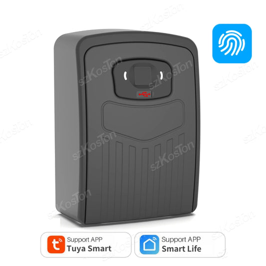 Smart Fingerprint Key Lock Box with Wall Mount - Secure Key Safe for Apartments, Outdoors, and Waterproof Metal Lockbox - Compatible with Smart Life APP Unlock