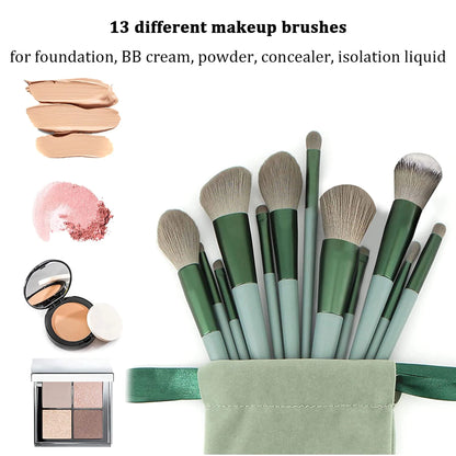 Professional 13-Piece Makeup Brush Set with Cleaning Box and Beauty Tools