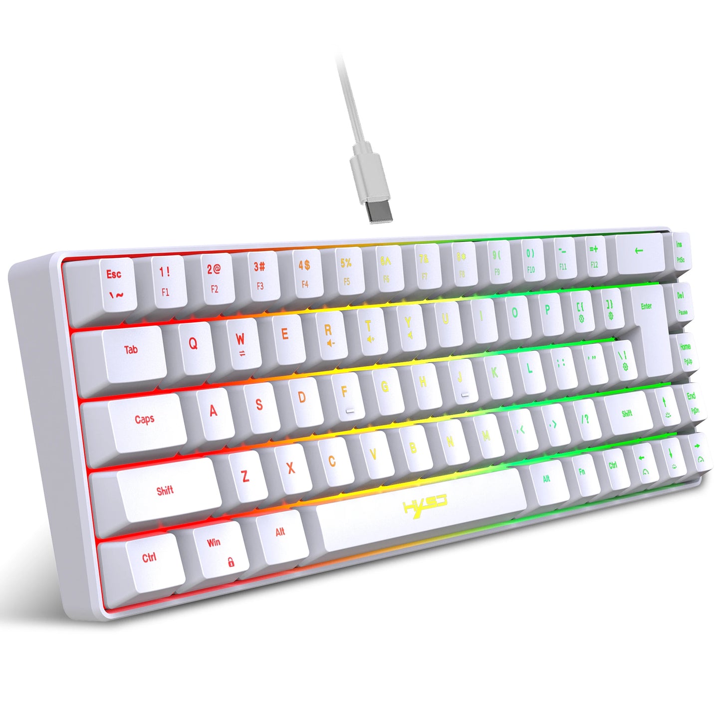 68-Key USB Wired Gaming Keyboard with 20 RGB Backlight for Windows Laptops and Computers