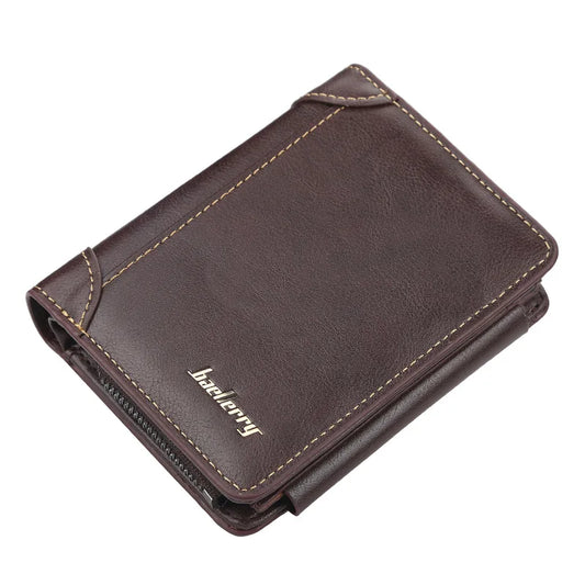 Men's High Quality PU Leather Zipper Wallet with Card Holder and Coin Purse