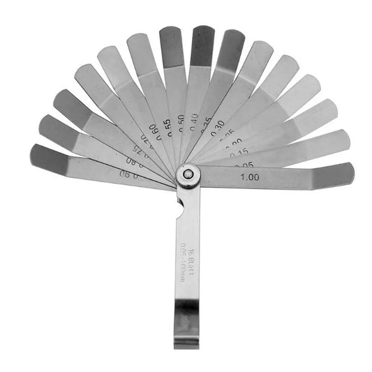 Stainless Steel Feeler Gauge Set with 16 Blades for Valve Offset Adjustment