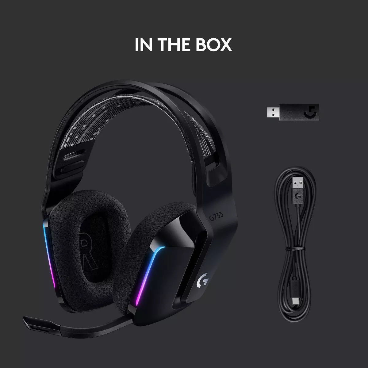 Logitech G733 Wireless Gaming Headset in Black