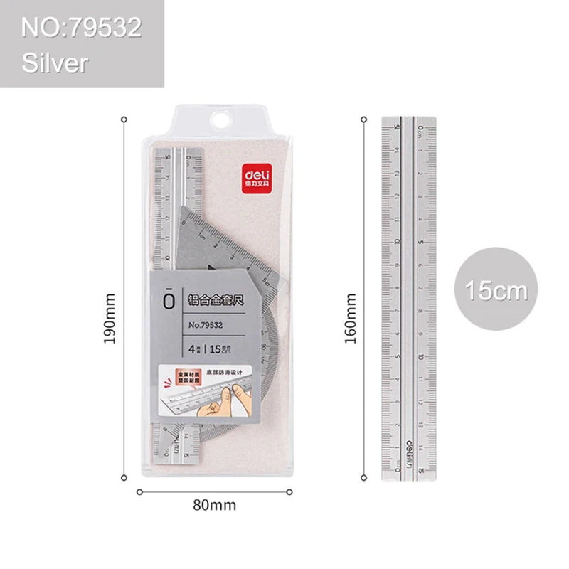 Metal Triangle Ruler Set for School and Office Use