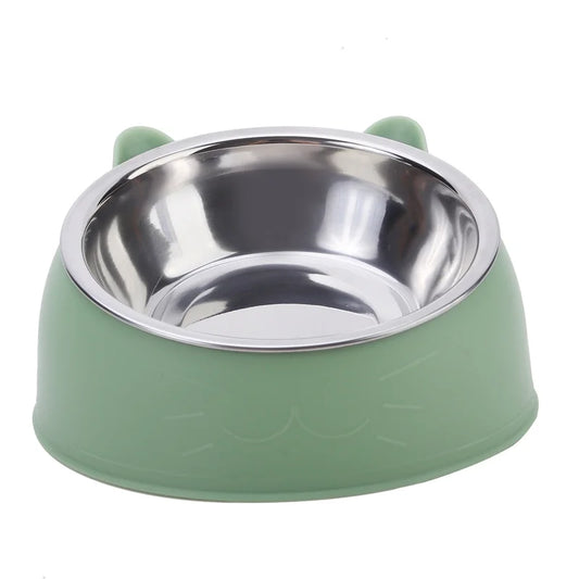 Stainless Steel Inclined Cat Bowl for Food and Water - Creative Design for Kittens and Puppies