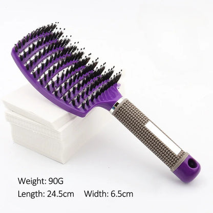 Professional Salon Hairdressing Bristle Scalp Massage Comb for Girls - Wet Curly Detangling Hair Brush for Barber Styling Tools