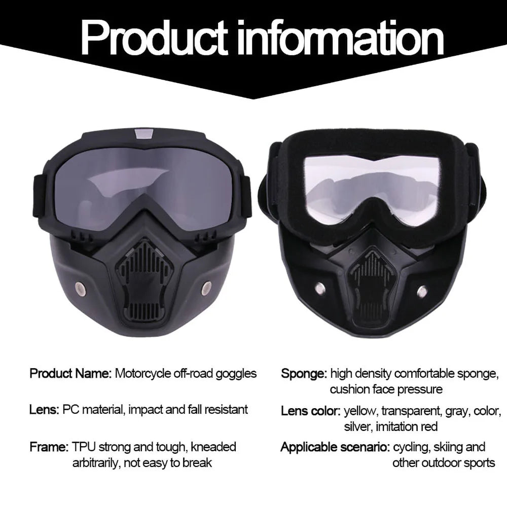 Adjustable Dustproof Motorcycle Goggles with Full Face Protection