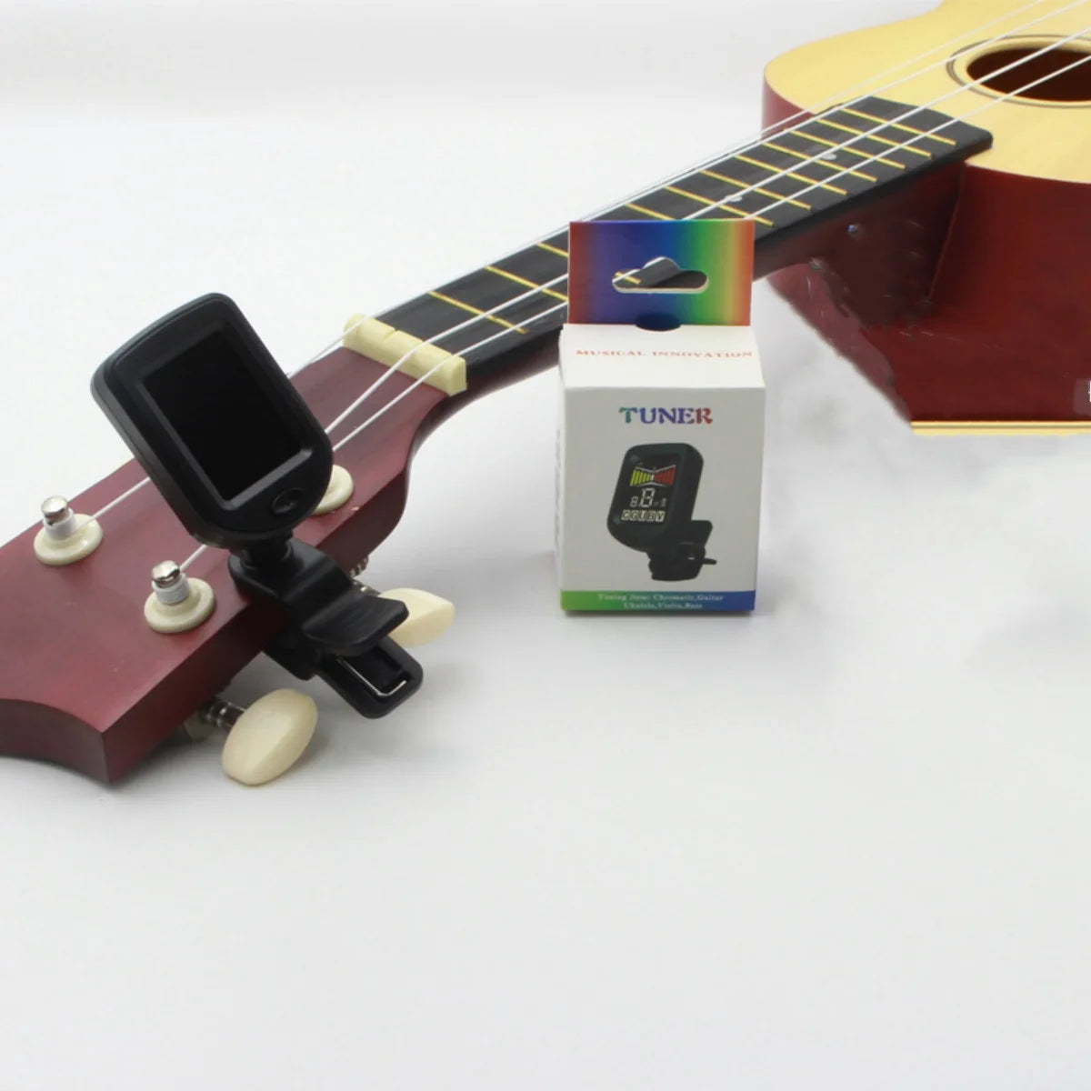 Universal Clip-On Electronic Tuner for Guitar, Bass, Ukulele, Violin, Mandolin, and Banjo