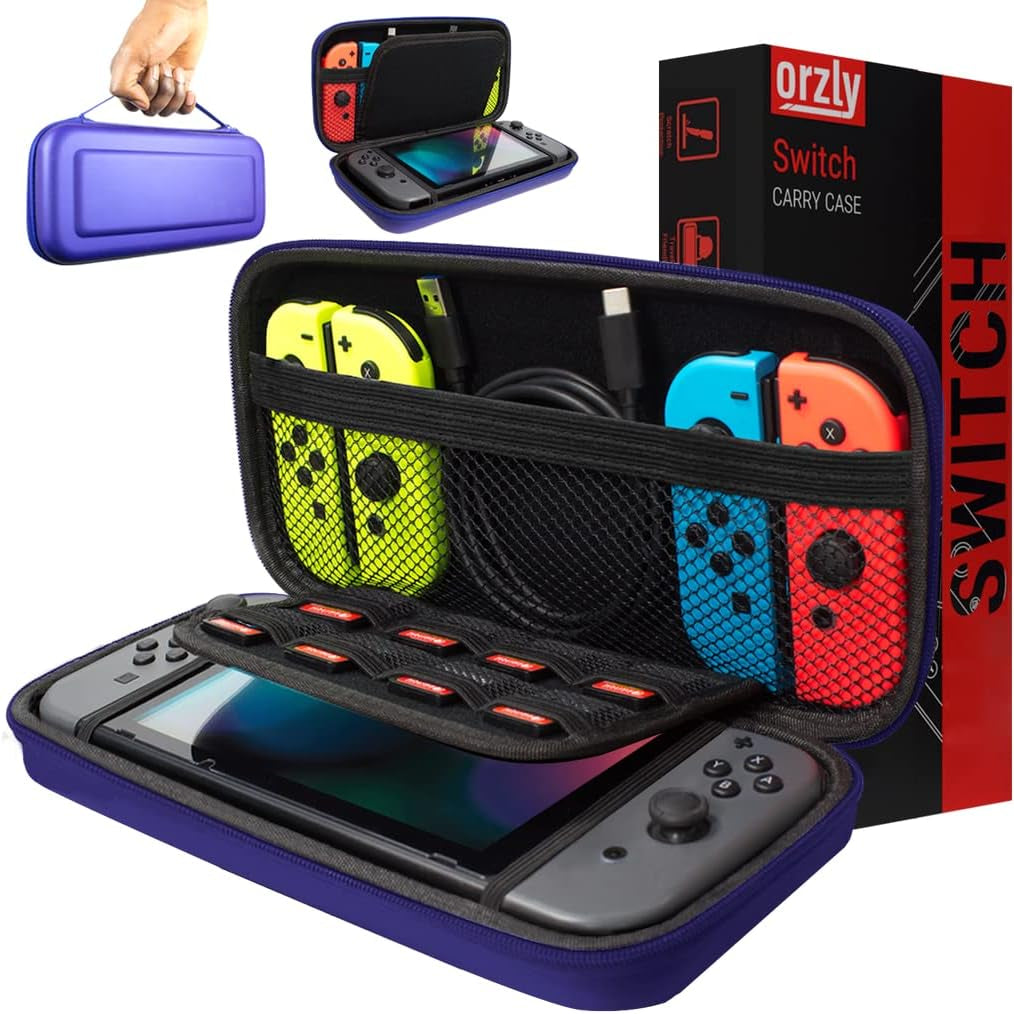 Carry Case for Nintendo Switch and Switch OLED Console - Durable Portable Travel Shell with Accessory and Game Storage Pockets