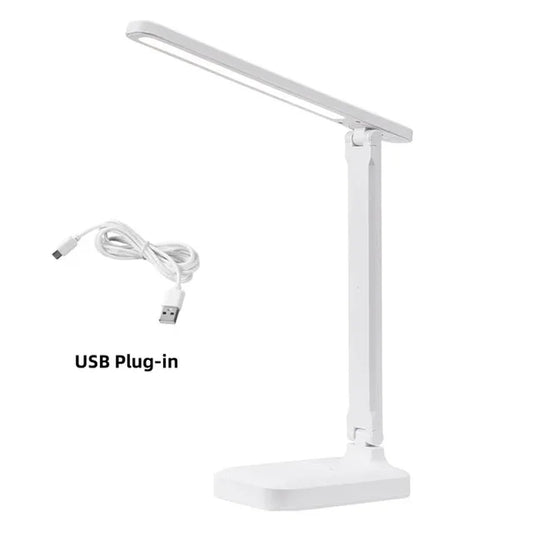 360° Flexible Folding Table Lamp with Eye Protection, 3 Color Dimmable Touch LED Light, USB Rechargeable for Bedside Reading