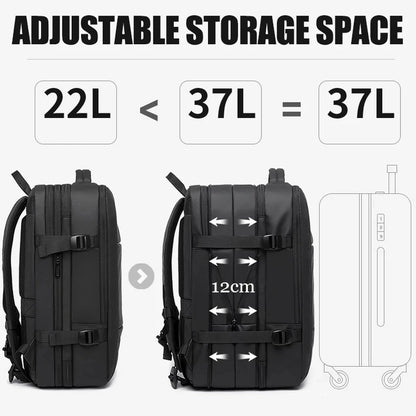 Men's Travel Business Backpack with USB Port, Expandable Design, Large Capacity for 17.3" Laptop, Waterproof and Fashionable