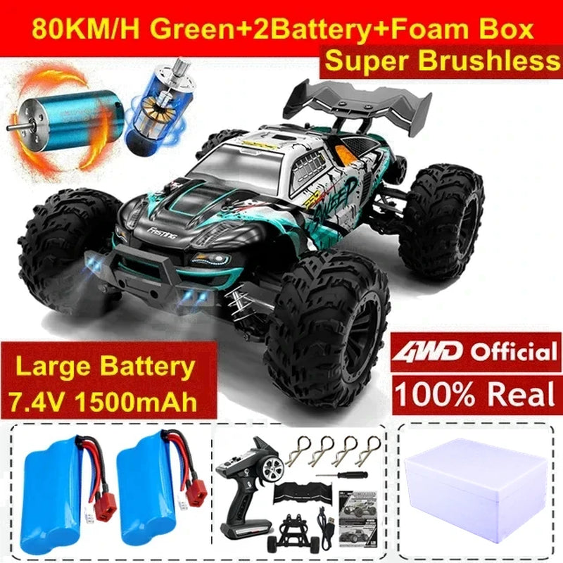 1:16 Scale High Speed RC Car for Off-Road Racing with Brushless Motor, Remote Control, and Drift Capabilities