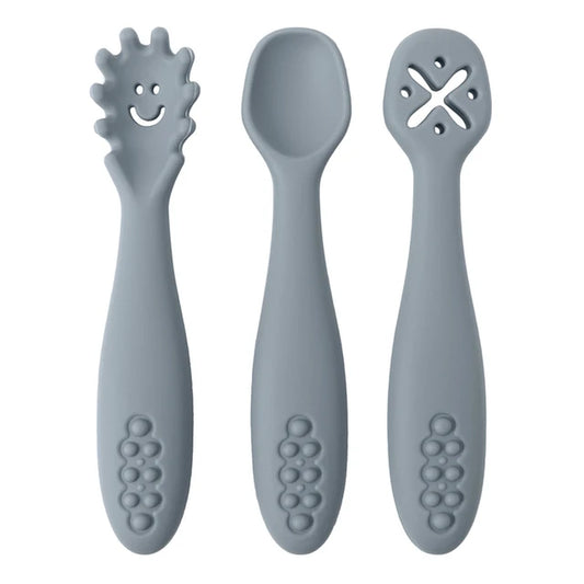 3-Piece Baby Learning Spoons Utensils Set for Newborns and Toddlers