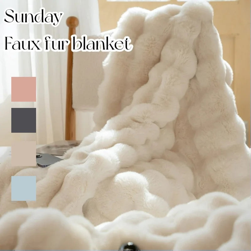 Luxurious Double-Sided Faux Fur Plush Throw Blanket for Bed and Couch