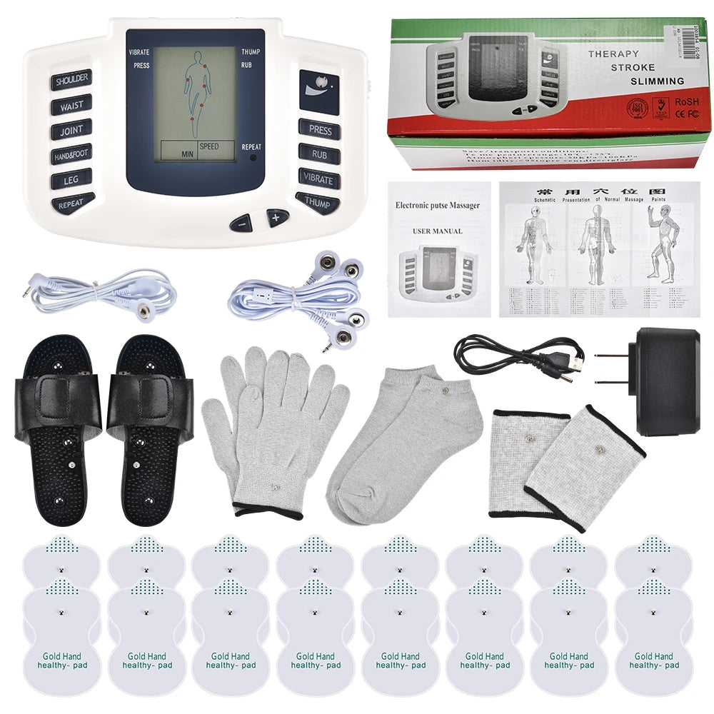 Tens Massage Unit with 16 Pads for Russian Electrical Pulse Acupuncture and Full Body Muscle Therapy