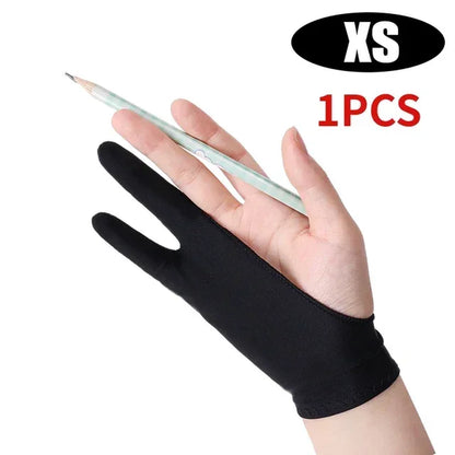 Artist Drawing Gloves with Palm Rejection for Apple iPad and Graphic Tablet - Right/Left Hand, Two Finger Design