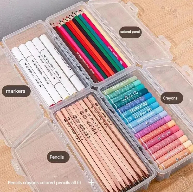 Transparent PP Material Pencil Case with Pouch for Stationery Supplies