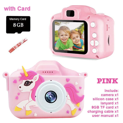 Children's Digital Camera with Cartoon Unicorn Silicone Case, Deer Astronaut Lanyard, Selfie Function, Portable Video Recording, USB Connectivity - Perfect Holiday Gifts for Boys