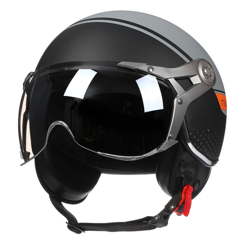 Ride in Style with this Vintage Open Face Motorcycle Helmet for Men and Women! 