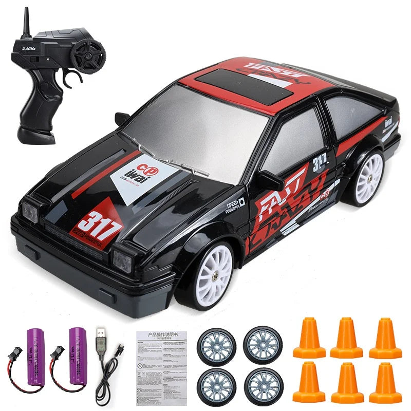 2.4GHz High Speed Drift RC Car 4WD Remote Control AE86 Model GTR Vehicle Racing Car for Children - Christmas Gift