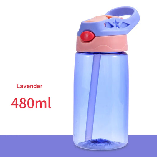 480ml BPA-Free PC Plastic Children's Straw Cup: Portable Outdoor Sports Water Bottle