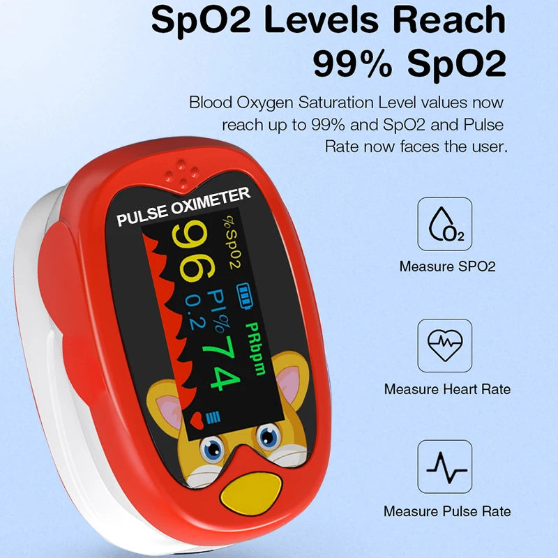 Pediatric Handheld Finger Pulse Oximeter with LED TFT Screen for Monitoring Blood Oxygen Levels in Babies