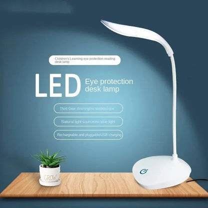 LED Desk Lamp with USB Charging, Eye-Care Beads, Three Dimming Modes