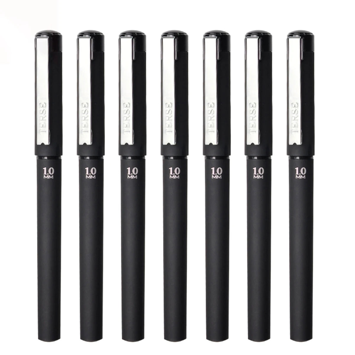 Set of 6 Black Gel Pens with Metal Clip, 1.0mm Tip for Smooth Writing 