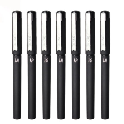 Set of 6 Black Gel Pens with Metal Clip, 1.0mm Tip for Smooth Writing 