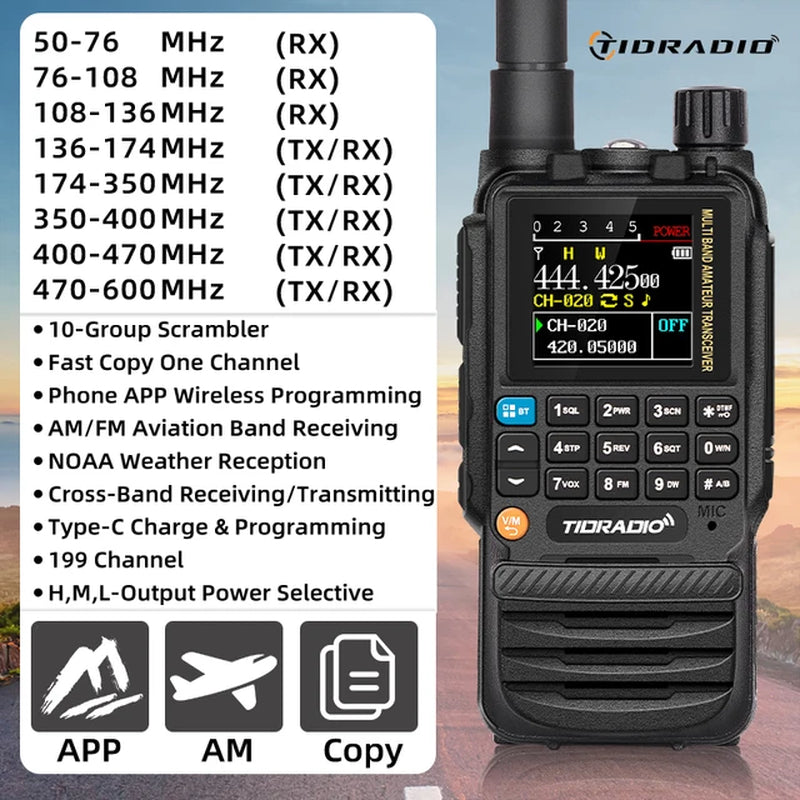 Long Range Rechargeable Walkie Talkies with Air Band Frequency Programming