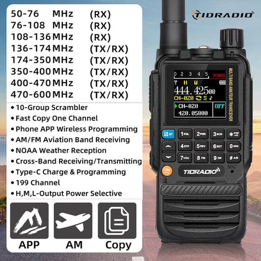 Long Range Rechargeable Walkie Talkies with Air Band Frequency Programming