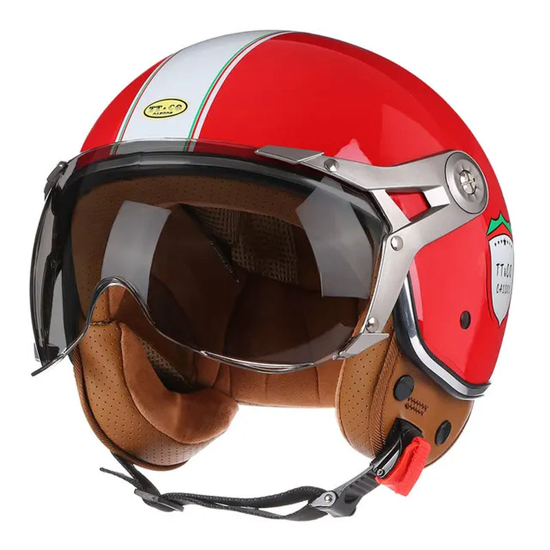 Ride in Style with this Vintage Open Face Motorcycle Helmet for Men and Women! 