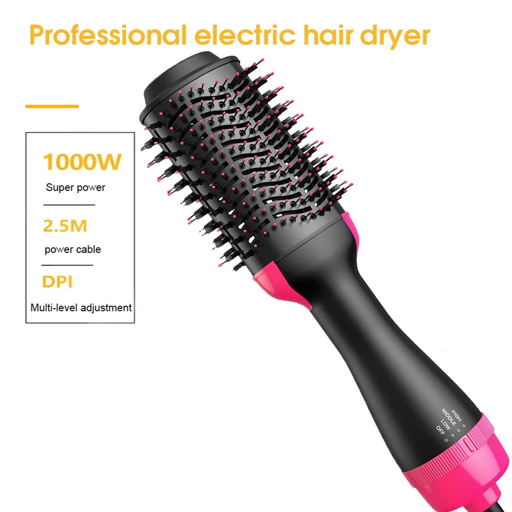 Electric Hair Straightening Comb with Dryer and One-Step Salon Styling Brush