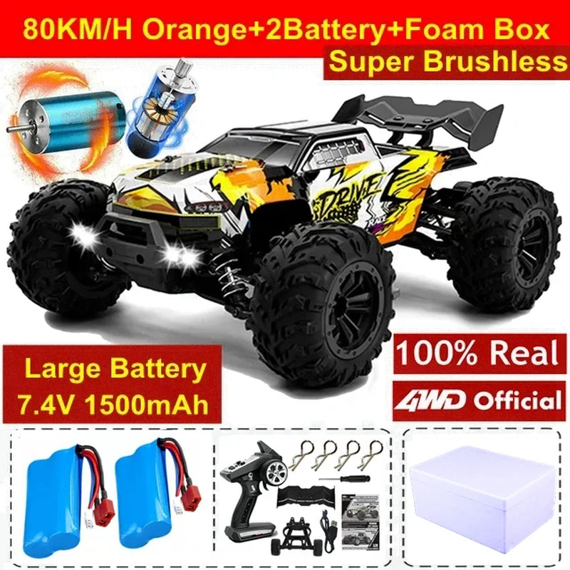 1:16 Scale High Speed RC Car for Off-Road Racing with Brushless Motor, Remote Control, and Drift Capabilities