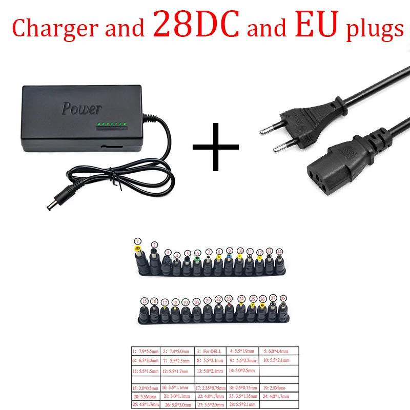 Universal Portable AC Laptop Power Adapter - 96W, 12V-24V, 4.5A - Compatible with Dell, Toshiba, HP, Asus, Acer, Sony, Lenovo