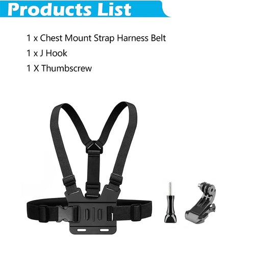 Adjustable Chest Harness Mount Strap with J Hook for Gopro Hero Action Cameras