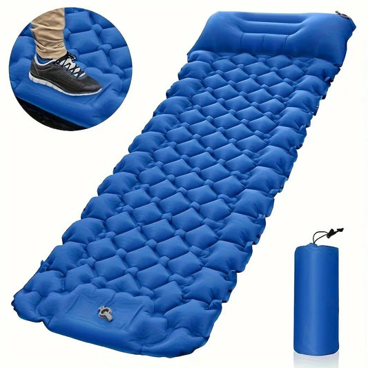 Outdoor Sleeping Pad Camping Inflatable Mattress Built-In Pump Ultralight Air Cushion Travel Mat with Headrest for Travel Hiking