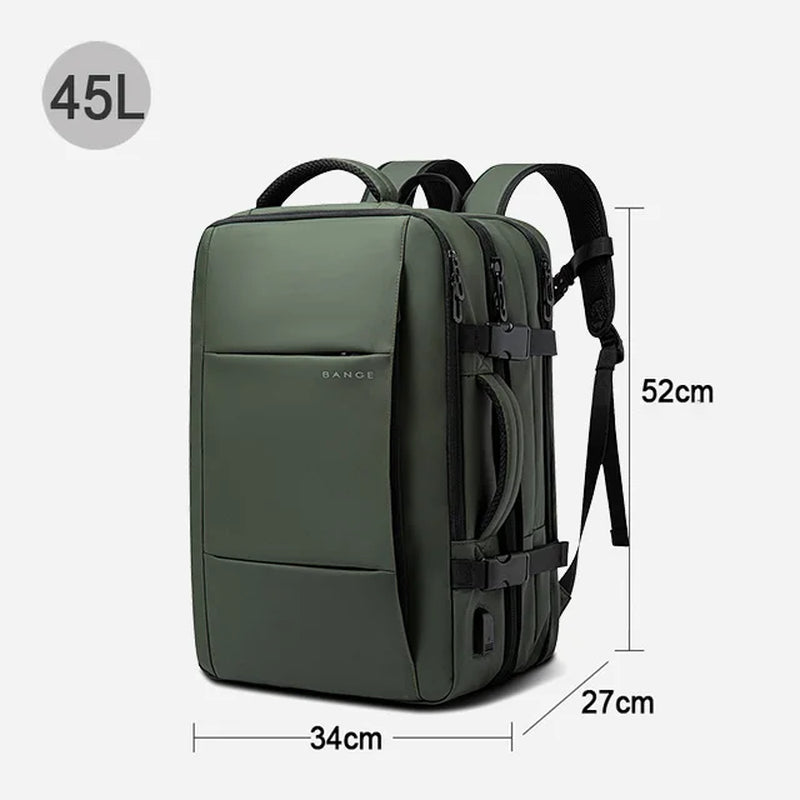 Men's Travel Business Backpack with USB Port, Expandable Design, Large Capacity for 17.3" Laptop, Waterproof and Fashionable