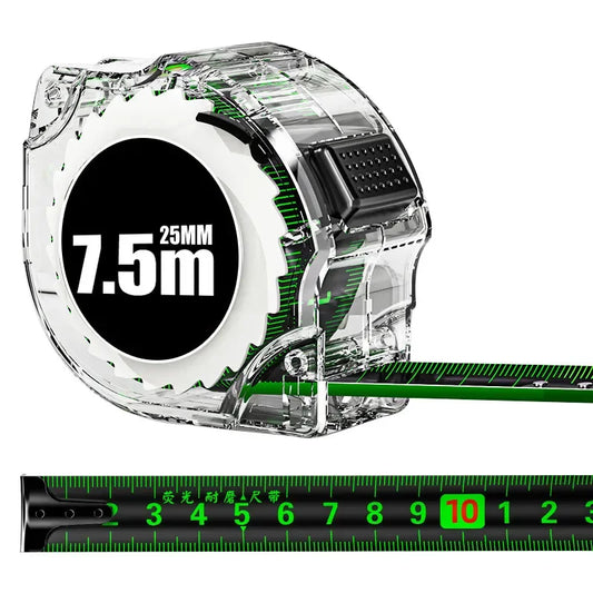 10M High Precision Self-Locking Tape Measure in Black Fluorescent, Thickened and Wear-Resistant with Drop-Proof Design