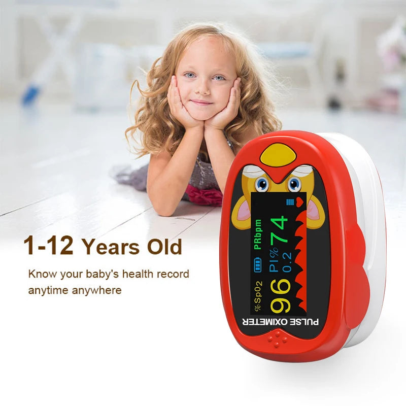 Pediatric Handheld Finger Pulse Oximeter with LED TFT Screen for Monitoring Blood Oxygen Levels in Babies