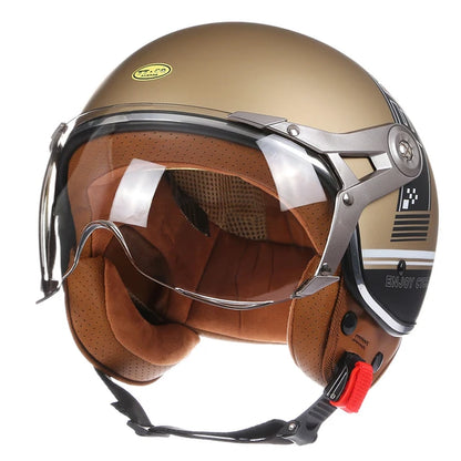 Ride in Style with this Vintage Open Face Motorcycle Helmet for Men and Women! 