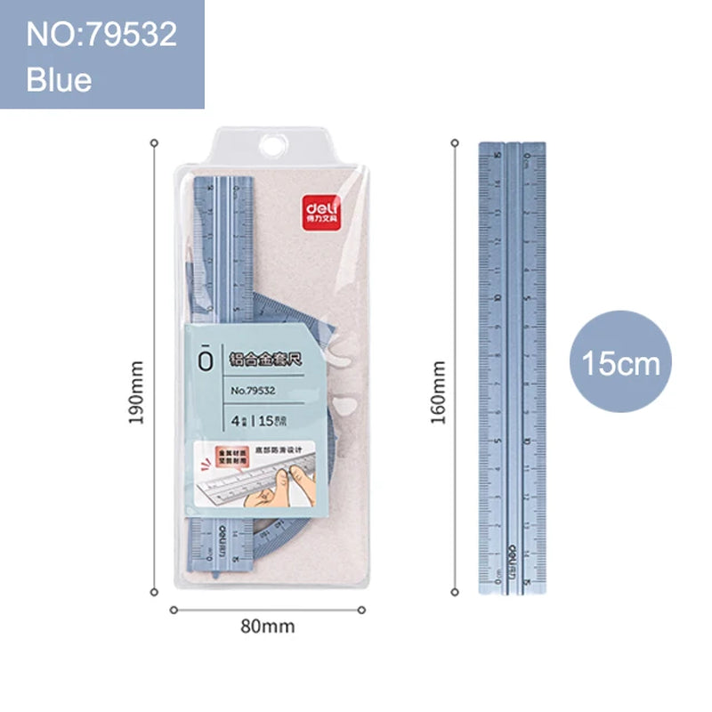 Metal Triangle Ruler Set for School and Office Use