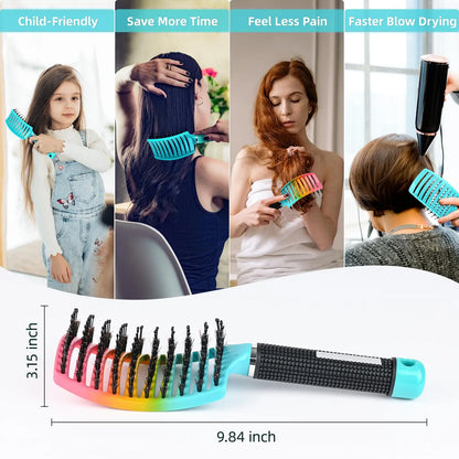 Professional Salon Hairdressing Bristle Scalp Massage Comb for Girls - Wet Curly Detangling Hair Brush for Barber Styling Tools