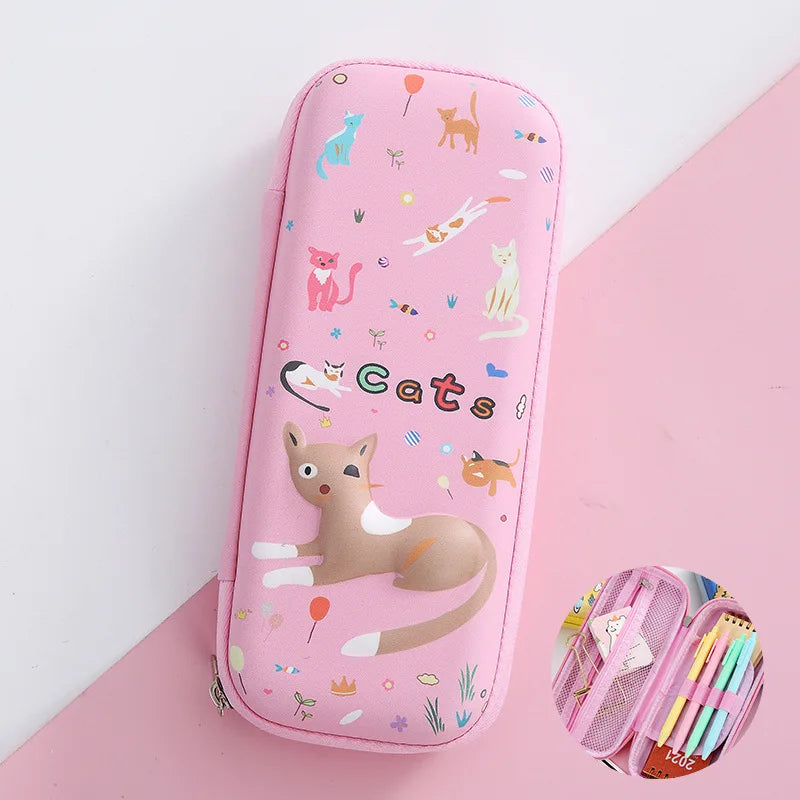 Large Capacity 3D Unicorn Pencil Case for Students - Three Layer School Stationery Box