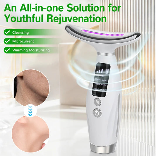 Face and Neck Beauty Device with Vibration Massage for Personal Skincare - Home Use Face Lifting Machine