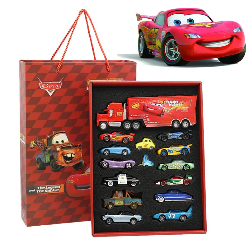 Disney Pixar Cars Metal Diecast Lightning Mcqueen and Jackson Uncle Truck Toy Set - 8/13/15 Pieces - Ideal for Boy's Birthday Gift