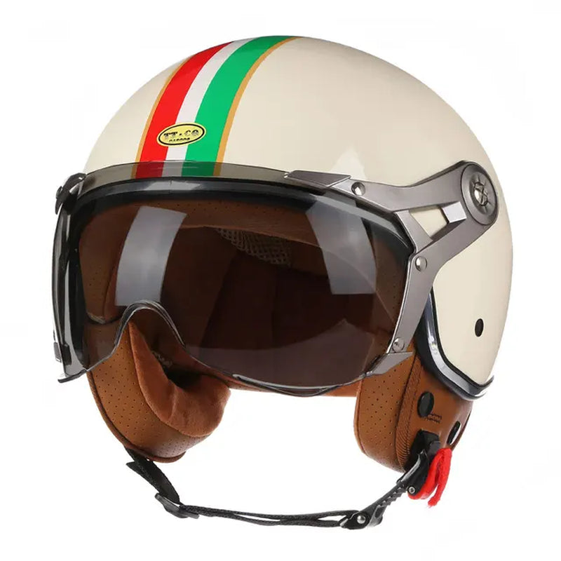 Ride in Style with this Vintage Open Face Motorcycle Helmet for Men and Women! 