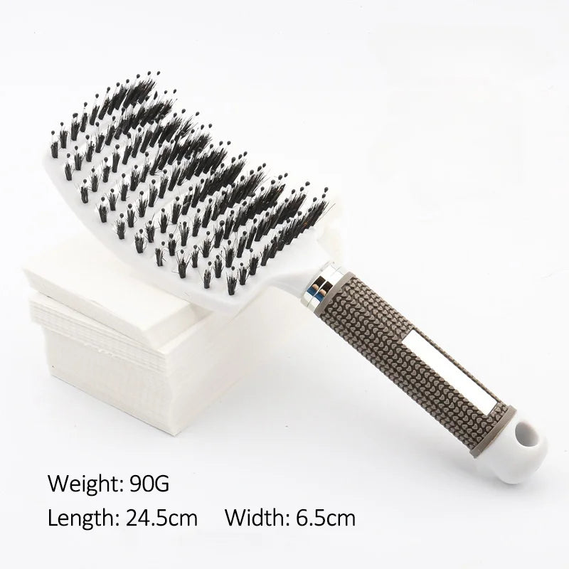 Professional Salon Hairdressing Bristle Scalp Massage Comb for Girls - Wet Curly Detangling Hair Brush for Barber Styling Tools