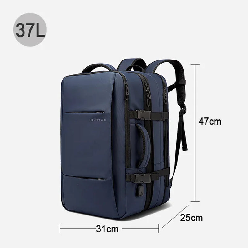 Men's Travel Business Backpack with USB Port, Expandable Design, Large Capacity for 17.3" Laptop, Waterproof and Fashionable