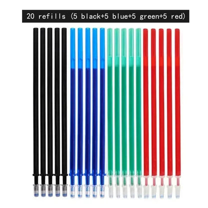 Set of 12 Large Capacity Erasable Pens with 0.5mm Multi-Color Ink for Writing, Exams, and Office Supplies