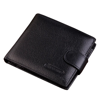 Luxury Genuine Leather Men's Short Wallet with Hasp Closure